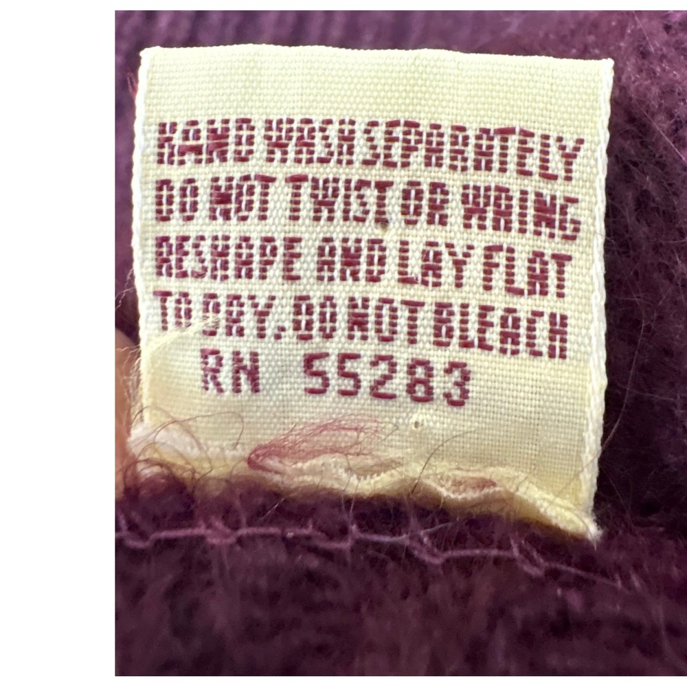 Vintage Cassidy Angora Silk‎ Wrap Sweater Vest Plum Soft Girl Cozy 90s Preppy S - Picture 6 of 6